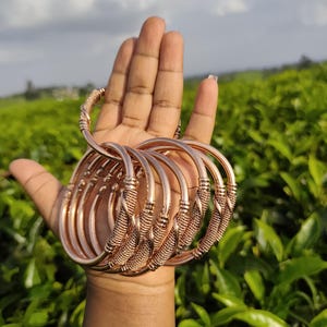Handmade African Copper Cuff Bracelet: Adjustable, Stackable