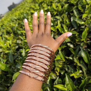 Handmade African Copper Cuff Bracelet: Adjustable, Stackable