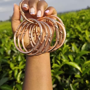 Pure African Copper Cuff Bracelet: Handmade Adjustable Stacking Bangle