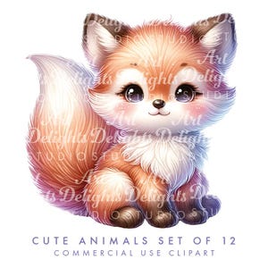 Aquarell Tiere süßes Tier Bündel - 12 süßes Tier PNG - Aquarell süße Tiere Clipart - Baby Tiere druckbar - High Res 300 dpi