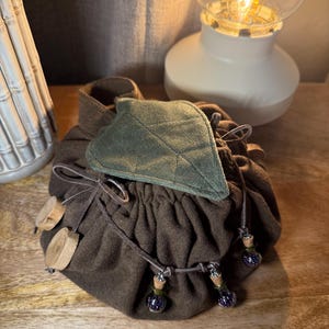 Woodland Fantasy Drawstring Satchel Bag | D&D Dice Bag | Cottagecore/Fairycore Bag | Handmade with Thrifted Materials