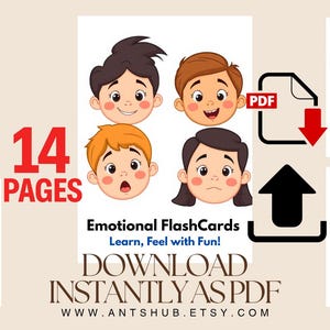 Emotions FlashCards for Kids - Printable Feelings Cards - PDF Download - Educational Activity - Learn Emotions Through Fun!