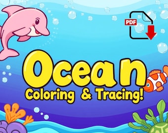 Ocean Life Mal- und Ablaufverfolgungsbuch - Meerestiere PDF sofort druckbar.