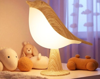 Lámpara de noche con forma de pájaro: Lámpara LED regulable con control táctil - Difusor de aceites esenciales