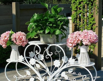 Soporte metálico para plantas de 4 niveles: moderno soporte para macetas de interior y exterior