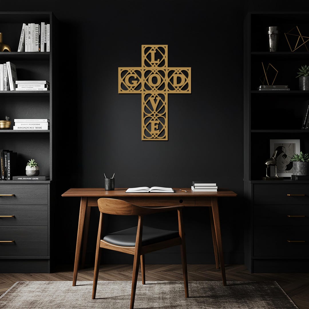 Christian Cross Metal Wall Art, Love God Wall Decor, Religious Metal ...