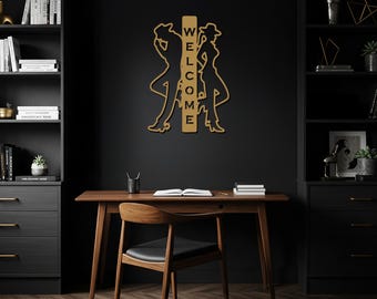 Arte de pared de metal de bienvenida de vaquero occidental, letrero de entrada rústico, colgante de pared de estilo rústico, decoración de estilo campestre, regalo único para un hogar moderno.