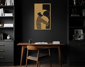 Couple Wall Art, Metal Wall Sign, Romantic Couple Silhouette, Modern Minimalist Design, Unique Gift for Lovers, Elegant Metal Art