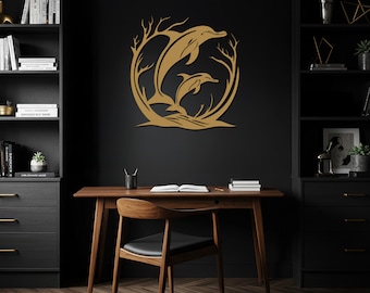 Dolphin Wall Art, Metal Wall Sign, Ocean Animal Decor, Minimalist Metal Sculpture, Unique Gift for Nature & Dolphin Lovers, Modern Art