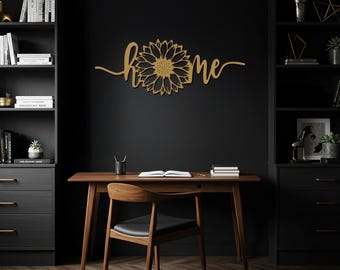 Haus Deko mit Sonnenblume, Metall Hausschild, Rustikales Eingangs Dekor, Einweihungsparty Geschenkidee, Bauernhaus Wandbehang, Gemütlicher Wandakzent