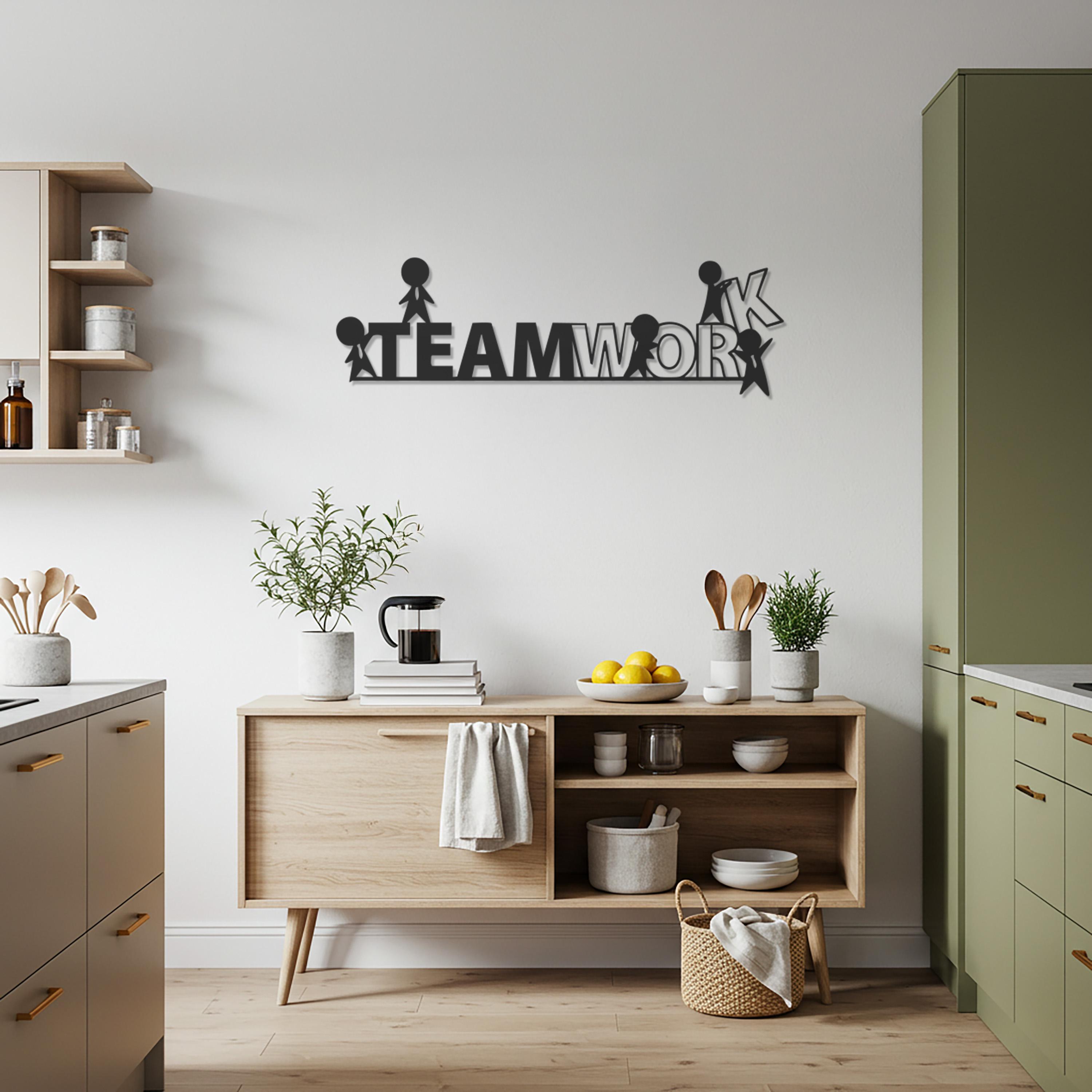 Teamwork Metal Teamwork Metal Wall Art, Office Motivation Wall Sign, Modern Team Decor ...