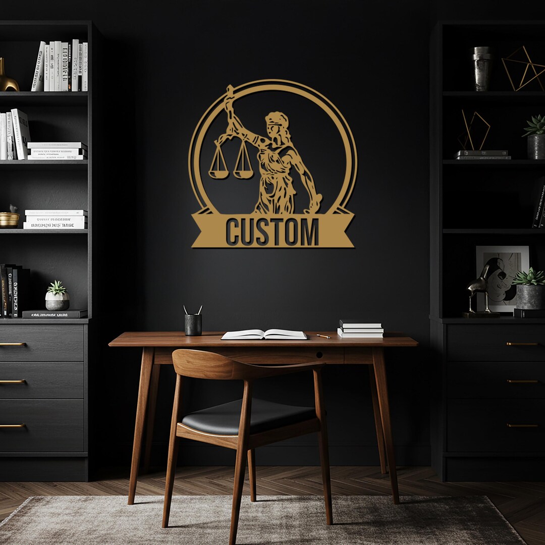 Lady Justice Metal Wall Art Customizable Legal Scales Design for Lawyer ...