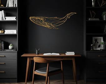 Wal Wandbild, Metallwandschild, Ozean inspirierte Wanddekoration, minimalistischer Meeresleben-Akzent, modernes nautisches Kunstwerk, einzigartiges maritimes Geschenk