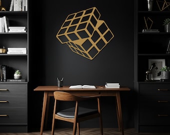 Geometrische Würfel Metallwandkunst, moderne 3D-Wanddekoration, minimalistisches Würfeldesign, abstraktes Metallschild, zeitgenössischer geometrischer Wohnakzent