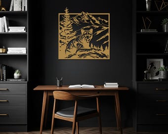 Tiger Metall Wand Kunst, Berg Wand Dekor, rustikale Cabin Metall Schild, Wildtier Zuhause Geschenk, Metall Geschenk, Metall Schild für Wand dekor, Natur Kunst