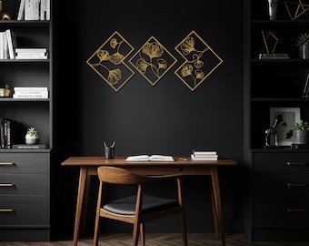 Arte floral de pared de metal, decoración botánica de pared, letrero de metal inspirado en la naturaleza, decoración moderna para el hogar, regalo único para ella, letrero de metal para pared