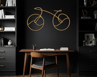 Arte de pared de metal con diseño de bicicleta, decoración minimalista de bicicletas, colgante de pared de ciclismo moderno, diseño geométrico deportivo, regalo para ciclistas y amantes del fitness.