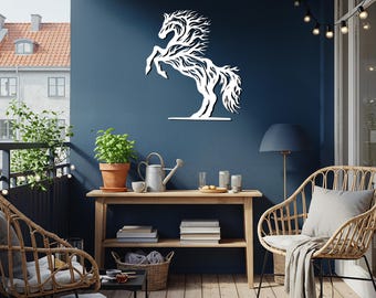 Wild Horse Metal Wall Art, Running Stallion Silhouette Wall Hanging, Modern Horse Decor for Living Room, Bedroom, or Ranch Inspired Spaces