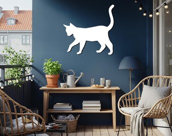 Metal Cat Wall Art, Modern Cat Silhouette Wall Hanging, Minimalist Black Cat Metal Decor for Pet Lovers, Living Room, Bedroom, or Office