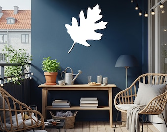 Arte de pared de metal con hojas de roble, escultura de pared moderna inspirada en la naturaleza, decoración botánica minimalista de metal para comedor, cocina y sala de estar.