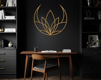 Lotus Flower Wall Art, Spiritual Metal Decor, Zen Wall Hanging, Yoga Studio Sign, Mandala Inspired Home Decor, Boho Metal Wall Art