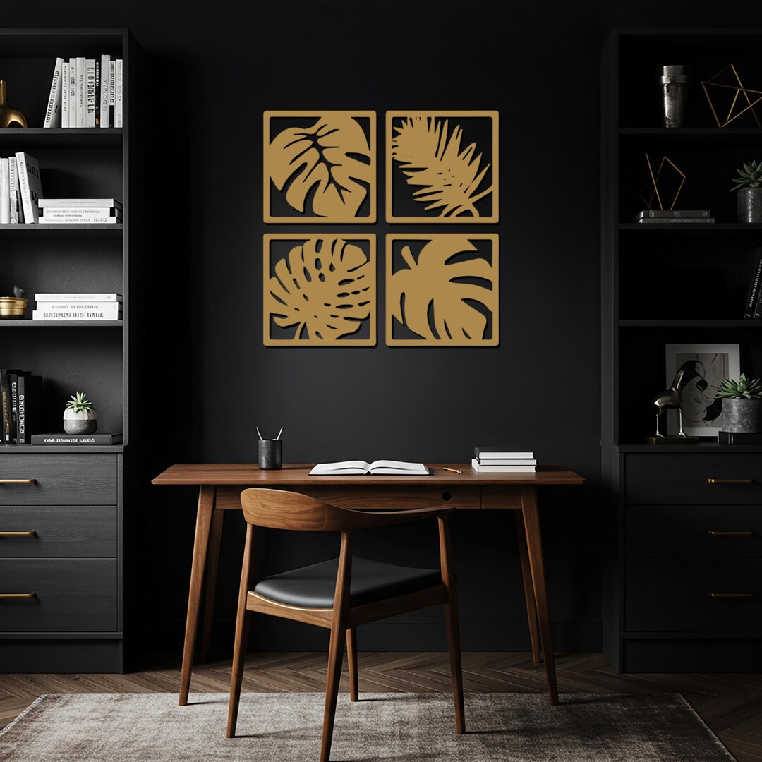 Tropical Leaf Wall Art, Metal Wall Sign, Botanical Wall Decor, Modern ...
