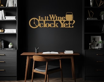 Arte de pared de metal para la hora del vino, letrero con frase divertida sobre vino, decoración de pared para bar, regalo para amantes del vino en la cocina, colgante de metal rústico, decoración moderna para el hogar.