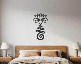 Lotus Wall Art, Sacred Geometry Flower Metal Decor | Lasercut Steel | Black Bronze, For Yoga Studio