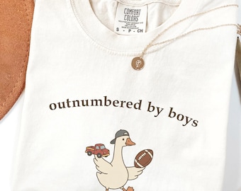 Comfort Colors® Funny Boy Mom Shirt, Outnumbered By Boys Tee, Cute Goose Mom Sweatshirt, Boy Mama Gift Shirt