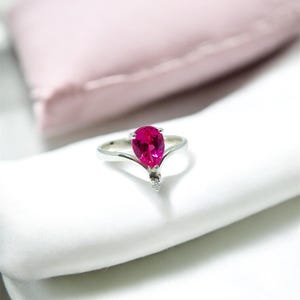 Pink Sapphire Ring Beautiful Pear Cut Pink Sapphire Ring 925 Sterling Silver Pink Sapphire Ring For Your Queen Gift For Her