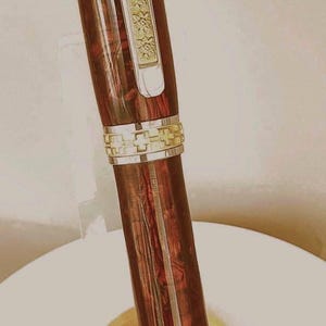 Handcrafted Emperor Rollerball 22kt Gold Pen with Stunning Ruby Abalone