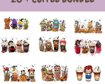 Halloween Coffee PNG Clipart Bundle: Spooky Fall Drink Designs (Digital Download