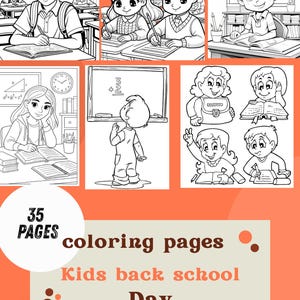 Back to School Coloring Pages | 35 Kids Classroom & Study Scenes | First Day of School Coloring Book | Printable PDF Instant Download