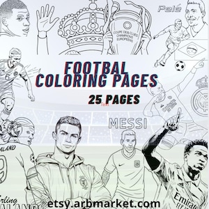 Football Player Coloring Book for Kids | Printable Soccer Stars | Digital Download