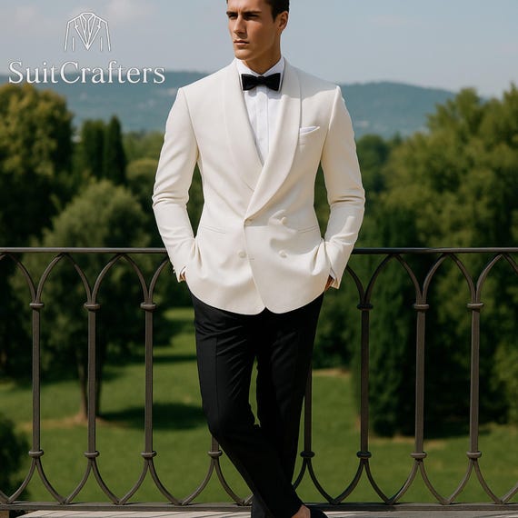 White Tuxedo Suit for Men | Wedding & Formal Dinner Jacket