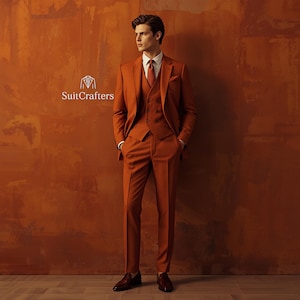 Rust Orange 3-Piece Suit: Custom Tailored Wedding, Prom, Business