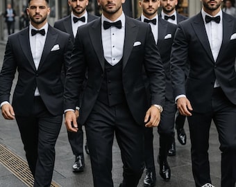 Bespoke Black Tuxedo Suit | Handmade Wedding & Formal Events
