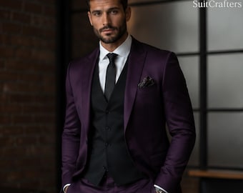 Purple 3 Piece Suit for Men – Slim Fit Wedding Suit | Modern Groom Suits
