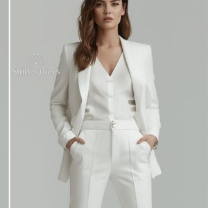 Custom White 3-Piece Suit: Tailored Blazer, Vest & Pants