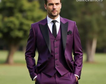 Traje morado de 3 piezas para hombre / Esmoquin de calidad única para bodas, bailes de graduación y noche. SuitCrafters