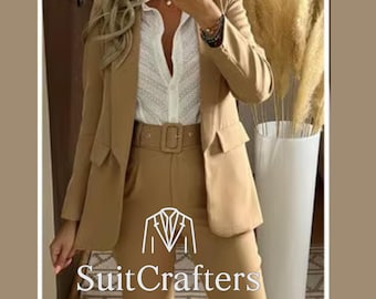 Op maat gemaakt broekpak voor dames: blazer en broek met hoge taille - custom-fit