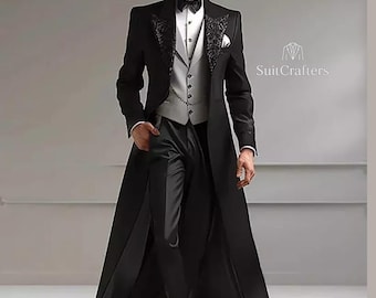 Men's Tailcoat Tuxedo: Custom Wedding with cape, Luxury Formal Jacket