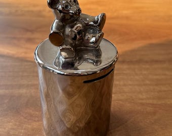 Mary Jurek Silverplate Teddy Bear Children’s Money/Coin Bank
