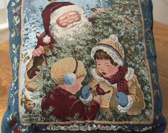Vintage Santa Claus Tapestry Throw Pillow Christmas Decor Square Holiday Betty Smith Whiteaker