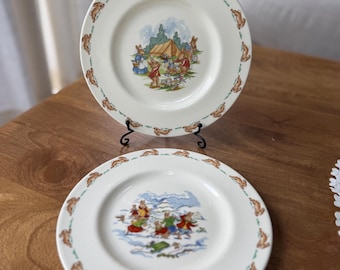 Pair of Royal Doulton Bunnykins English Fine Bone China 8” Plates
