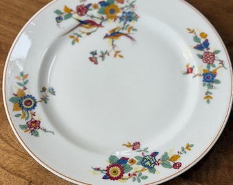 Vintage Limoges France Porcelain Plate with Birds and Floral Design