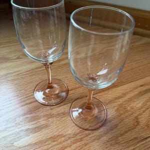 Set of 2 Vintage Luminarc Blush Pink Twist Stem Wine Glasses, Pressed soda-lime glass image 4