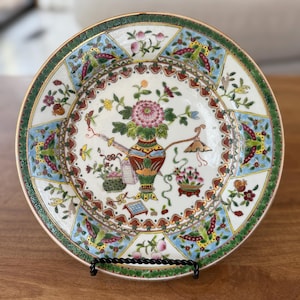 Vintage Hand Painted Famille Rose Porcelain Plate Made in China