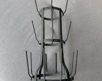 Vintage French Metal Bottle Drying Rack | Hérisson | Farmhouse Decor