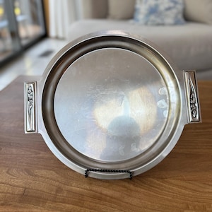 MCM International Decorator Stainless Steel Floral Platter Made in Japan